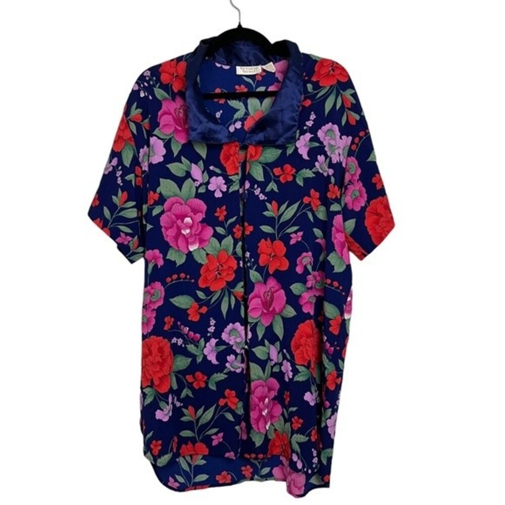 Victoria Secret Floral Button Down Night Gown Multi Color Gold Label Size M/L